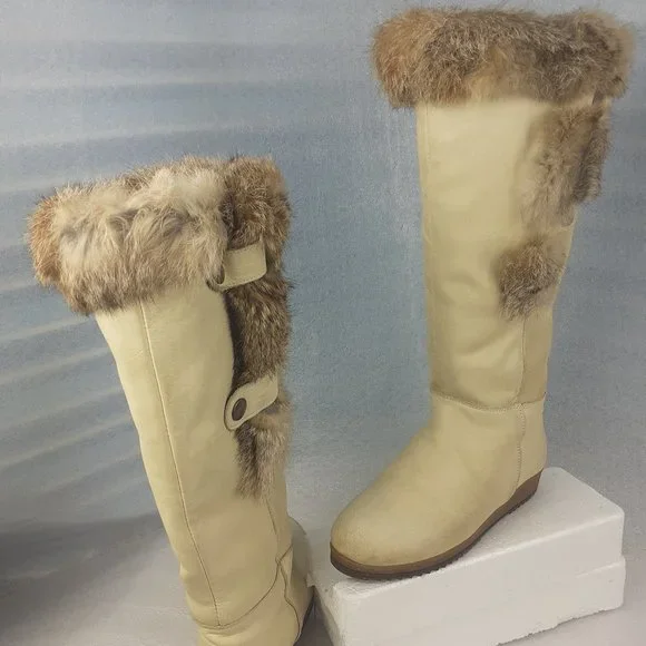 VINTAGE MUKLUK FUR TRIM SHERPA LINED SNAP BUTTON NATIVE COLDWEATHER SNOW BOOT 5 - Picture 7 of 11